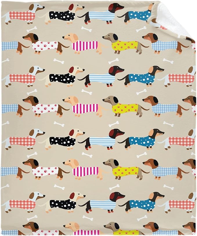 Dachshund Blanket is Super Soft and Warm, I Love Dachshunds Soft Flannel Throw Cozy Wiener Dog Blankets The Lightweight Flannel Blanket is for All-Season Use 60"x50"for Teen