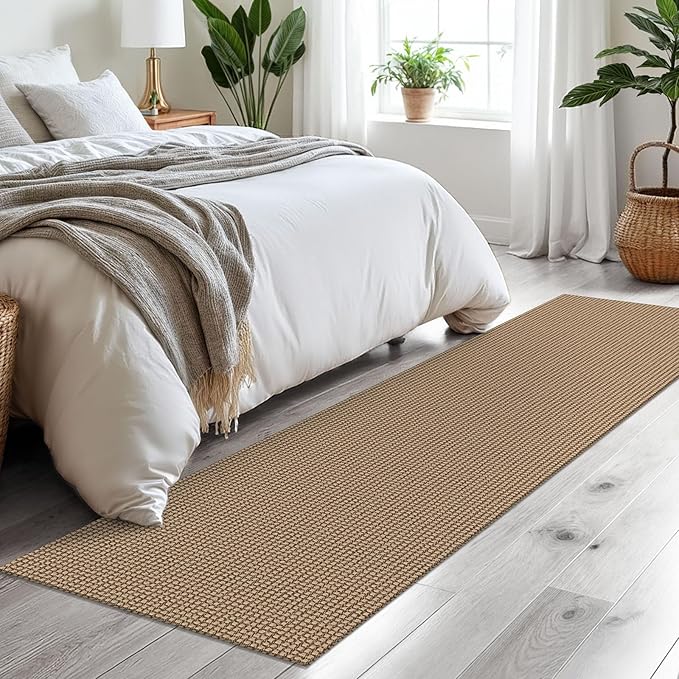 Braided Runner Rug 2x8 Ft Washable Runners for Hallways Non Slip Kitchen Runner Rug Cotton Entryway Runner Indoor, Woven Floor Carpet for Hall Kitchen Bedroom, Orange/Tan/Brown