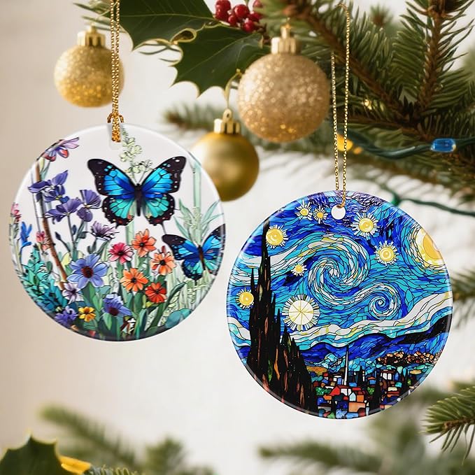 Van Gogh Starry Night Ornaments, Christmas Ornaments: Christmas Tree Decorations, Holiday Decor, Stocking Stuffers, Gift Ideas, Xmas Gifts & Gifts for Art Lover