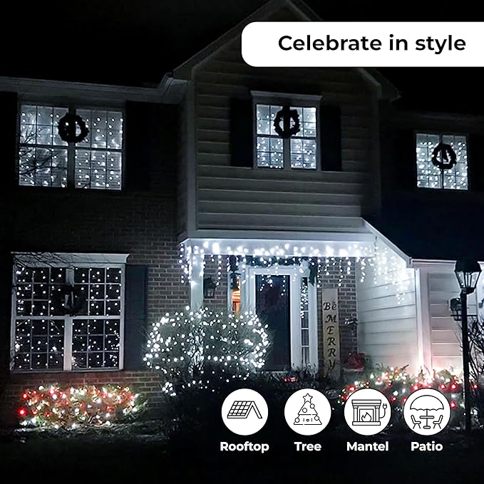 60 LED Mini Christmas Lights Cool White Green Wire String Lighting Indoor Outdoor Xmas Tree Garden Holiday Party Decor UL Certified Indoor & Outdoor String Lights