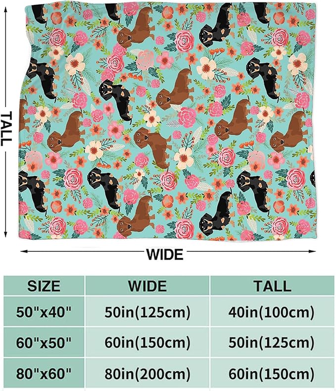 Tijuboni Dachshund Throw Blanket Dog Gifts for Girls Boys Women Men Kids Adults Soft Flannel Fleece Blanket for Couch Sofa Bed Home Decor 40"x50"