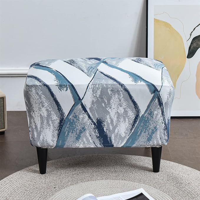 Eco-Ancheng Stretch Ottoman Cover Rectangular Storage Ottoman Slipcover Footrest Stool Covers Ottoman Slipcovers for Foot Stool with Nonslip Elastic Bottom (23,X-Large)