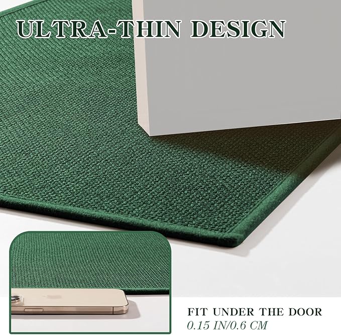 chakme Bathroom Rugs Mat U-Shaped 24x17, Ultra ThinNon Slip Bath Mat Small Quick Dry Absorbent Bath Matfor Bathroom Floor, (Dark Green, U-24"x17")