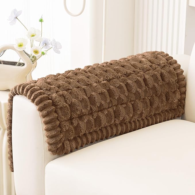 Smiry Pet Couch Cover for 3 Cushion Sofa, Non-Slip Fuzzy Couch Cover for Dogs Washable, Thick Soft Sofa Slipcovers Cushion Protector Pet Friendly (Chocolate, 27.6" x 27.6")
