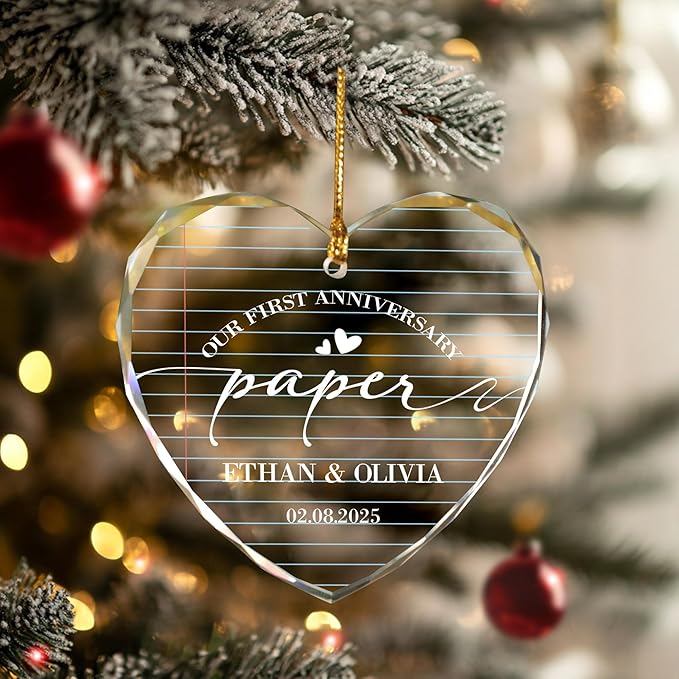 Personalized Anniversary Christmas Ornament – Wedding Gift for Couple, Husband and Wife, Parents Keepsake Decoration – Custom First Anniversary Ornament for Couples, 2025