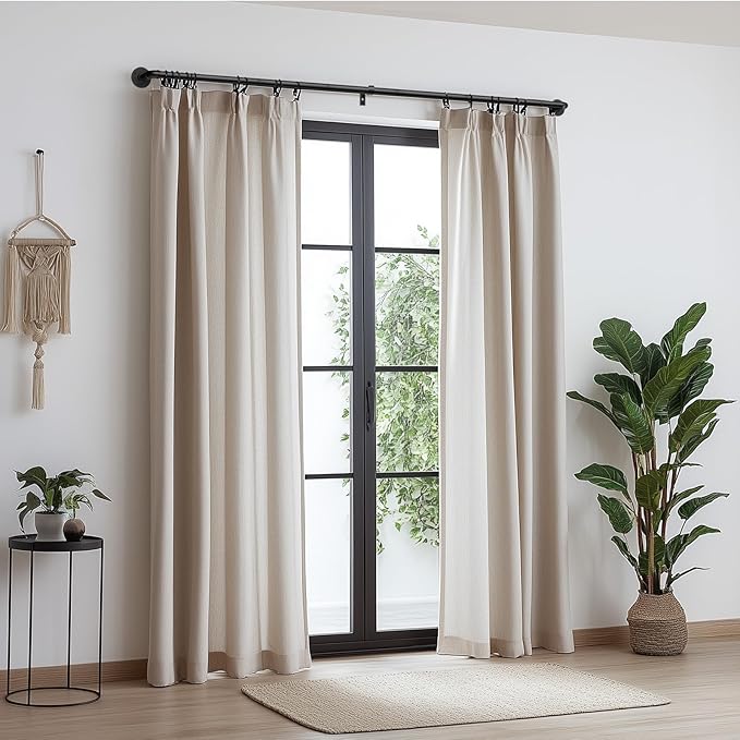 Zeerobee Curtain Rods for Windows 32 to 72, 1 Inch Industrial Wrap Around Black Curtain Rod, Indoor/Outdoor Room Divider Adjustable Drapery Pole, 32"-72"