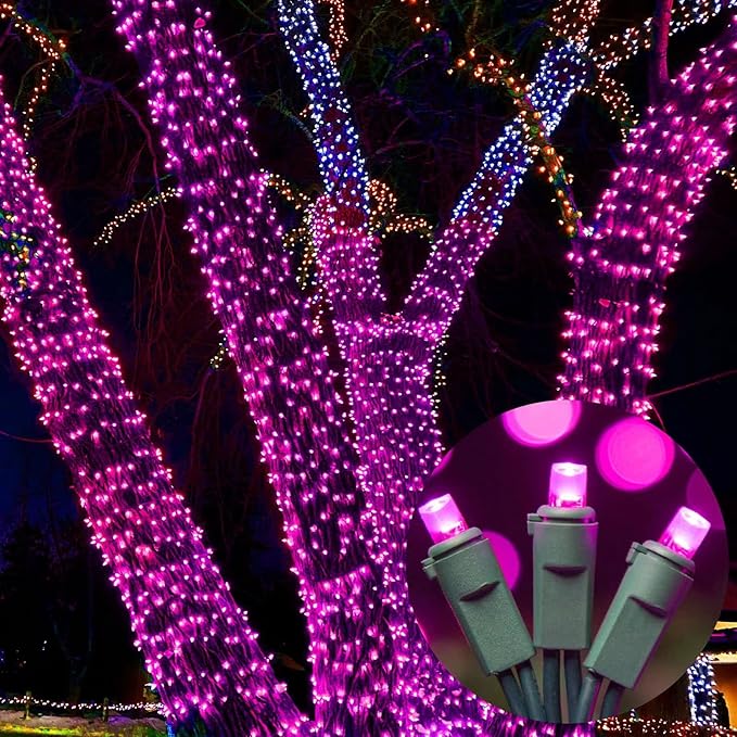 LAMPHOME 100 Count Pink - 21.6FT LED String Lights, Mini LED Lights for Indoor/Outdoor Home Holiday Party Wedding Independence Day Decoration