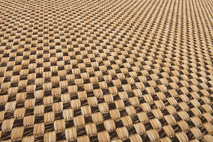 Unique Loom Outdoor Border Collection Area Rug - Multi Border (8' x 11' 4" Rectangle, Light Brown/ Brown)