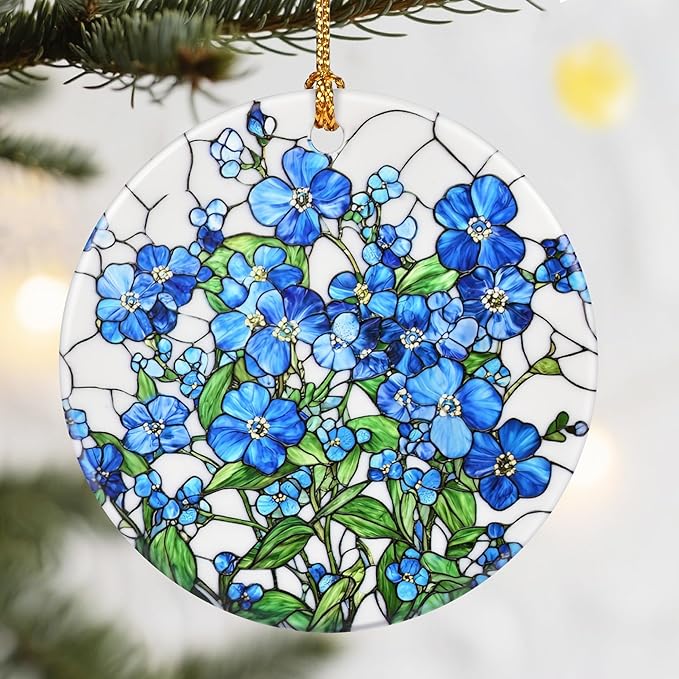 Christmas Ornaments, Dodosky 2.8in Ceramic Hanging Ornament, Xmas Decor, Christmas Tree Ornaments, Xmas Decorations for Tree, Holiday Ornament, Flower Lovers Gifts, Gifts for Couples, Best Friend