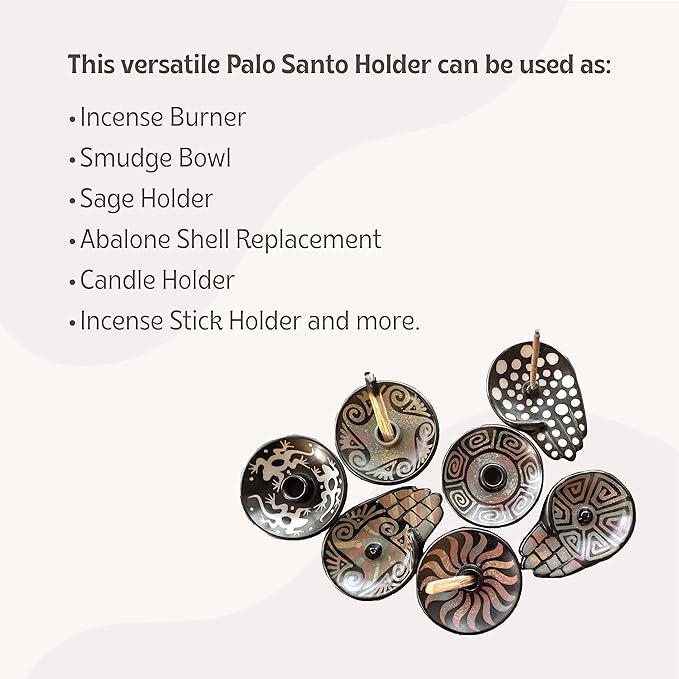 Luna Sundara Authentic Peru Pottery Palo Santo Stick Holder and Incense Holder with 5 Palo Santo Sticks Handmade Ceramic Smudge Bowl Sage Holder Apricot Gift Set