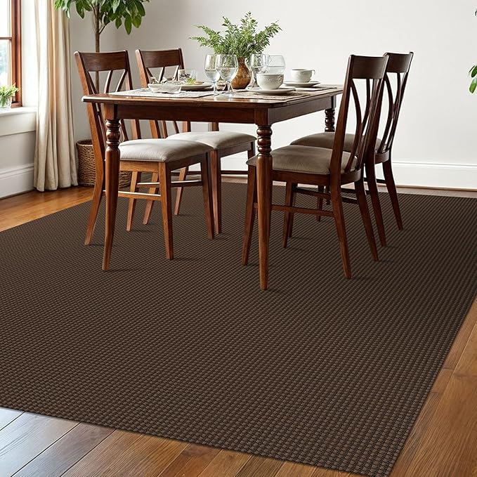 EARTHALL Woven Area Rugs 6x9 Ft Washable Living Room Rugs Non Slip Rubber Backed Dining Room Rug Braided Bedroom Rugs Indoor Floor Carpet for Living Room, Bedroom, Dining Room, Brown