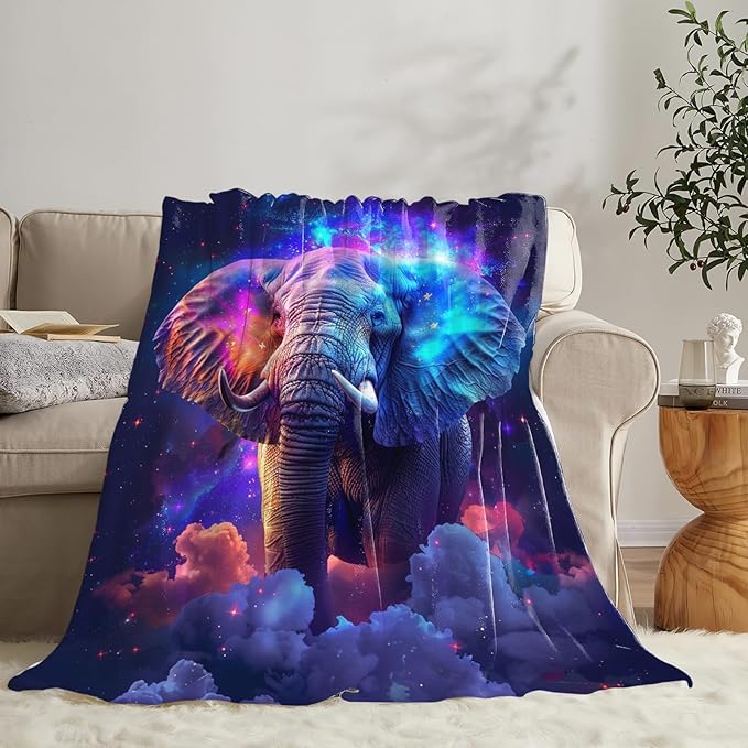 Tijuboni Elephant Throw Blanket Elephant Gifts for Girls Boys Women Men Kids Adults Soft Flannel Fleece Blanket for Couch Sofa Bed Home Decor 40"x50"