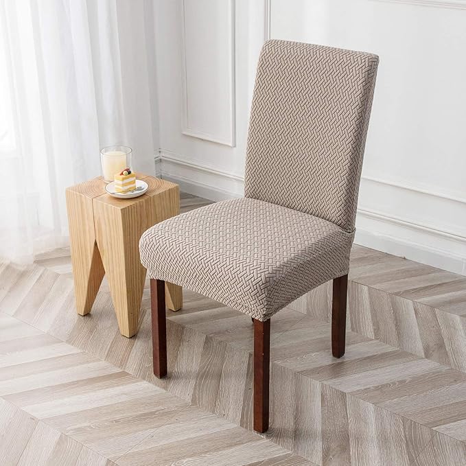 Genina Chair Covers for Dining Room Set of 4 Dining Chair Cover Stretch Kitchen Parsons Chair Covers,Khaki