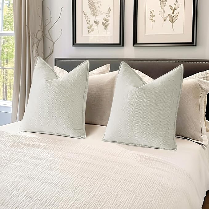 MIULEE Pack of 2 Christmas Cream White Decorative Pillow Covers 16x16 Inch Soft Chenille Luxurious Couch Throw Pillows Farmhouse Cushion Covers with Elegant Design for Sofa Bedroom Living Room Decor