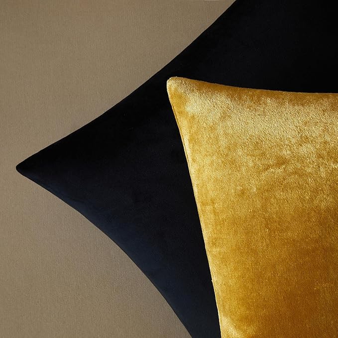 JUSPURBET Pillow Covers 24x24 Set of 2 Decorative Throw Pillow Covers Case for Couch Sofa Bed Soft Velvet Cushion Covers with Hidden Zipper for Home Decor Living Room,Golden