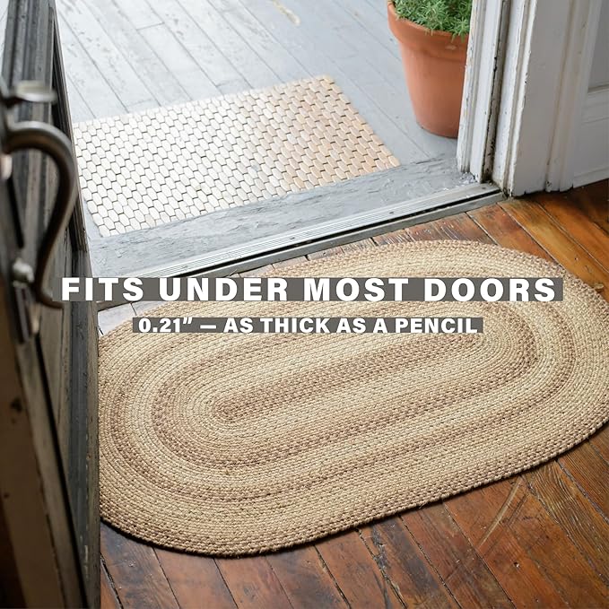 Homespice Cookie Dough Oval Braided Rug 27x45 - Jute Braided Brown Kitchen Rug for Rustic Decor, Durable and Low Maintenance No-Shed Jute