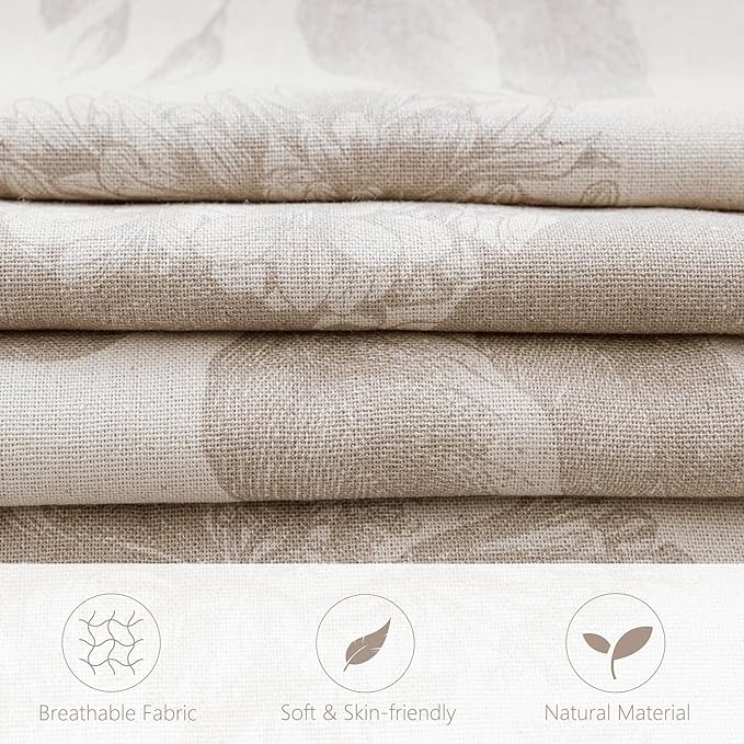 Foindtower Set of 2 Linen Floral Vintage Throw Pillow Covers Neutral Accent Decorative Cushion Covers Farmhouse Boho Home Decor for Sofa Chair Couch Bedroom Living Room,20×20 Inch,Tan Beige