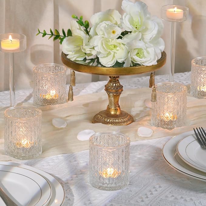 8Pcs Large Votive Candle Holders Clear Tea Light Candle Holders Glass Candle Holder for Wedding, Bridal Shower, Table Centerpiece, Party, Home Decor
