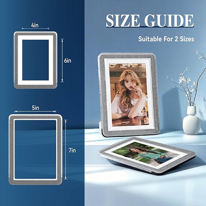 5x7 Picture Frame, Clear Acrylic Photo Frame with White Mat for 4x6 Photos, One-Piece Shatterproof Tool-Free Design, UV-Resistant Waterproof Tabletop Frame for Home Office Decor with 10-Year Warranty