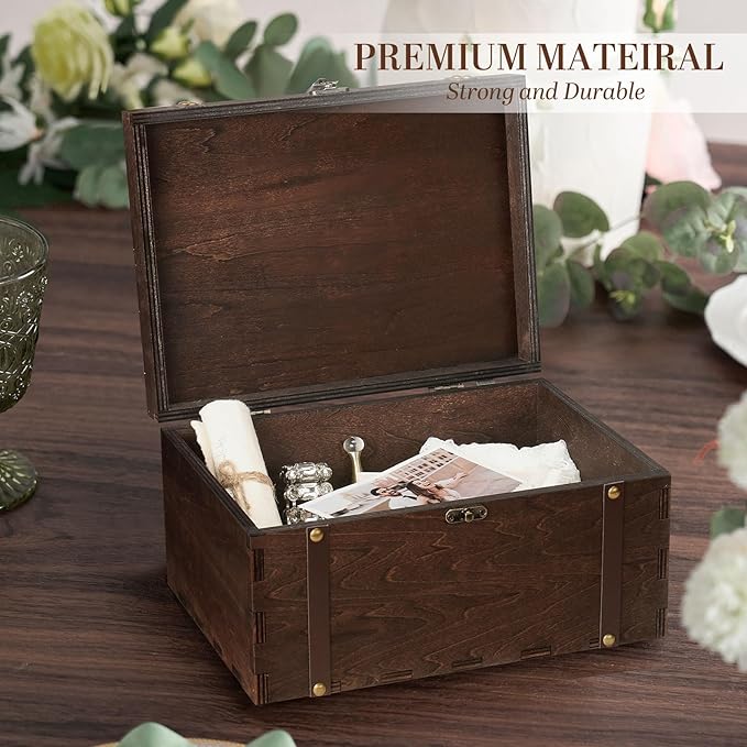AW BRIDAL Large Personalized Wedding Keepsake Box for Memories, Wooden Storage Box with Lid for Jewelry, Engagement Bridal Shower Gifts for Couples//DK2201CPP37//