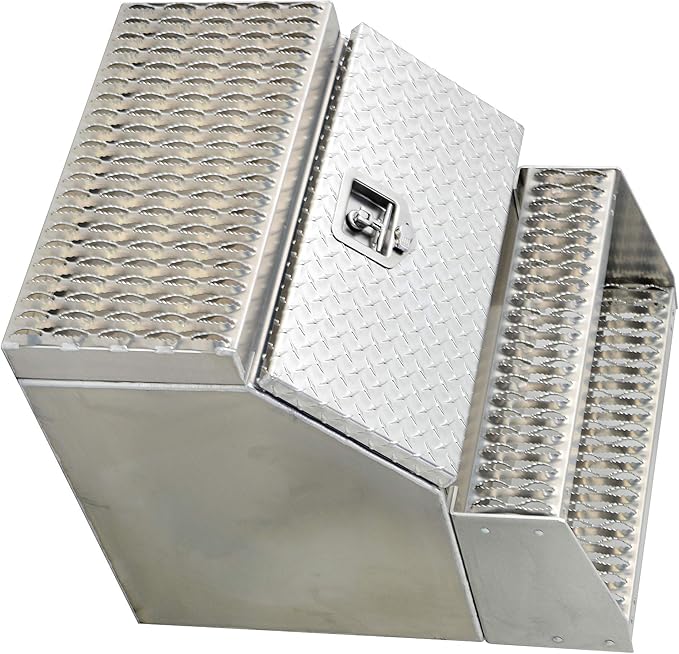 TBOZZ Heavy Duty Aluminum Semi Truck Side Storage Saddle Step Box / 24" L x 25" W x 28" H
