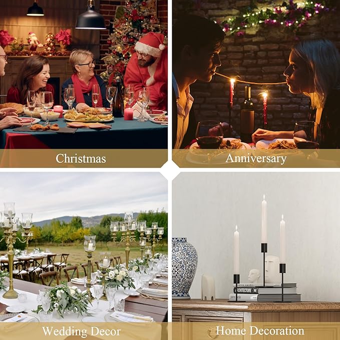 FSyueyun Black Candle Holder Taper Candle Holders, Set of 6 Candle Stick Holders Decor for Mantel Table Centerpiece, Used for Wedding, Dinning, Housewarming Gift