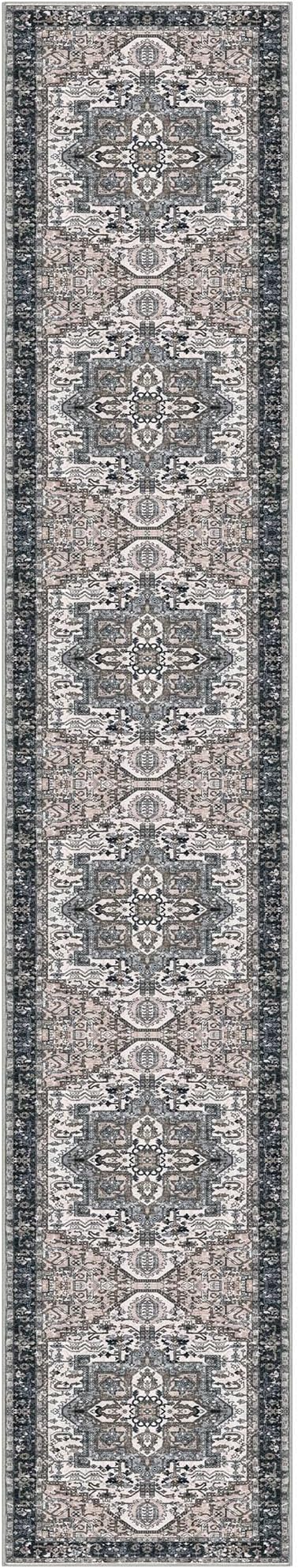 KOZYFLY Runners for Hallways 3x16 Ft Extra Long Washable Faux Wool Thin Hallway Rug Printed Carpet for Entryway Bedroom Staircase Kitchen Laundry Room Floor Decor, Black/Taupe/Beige