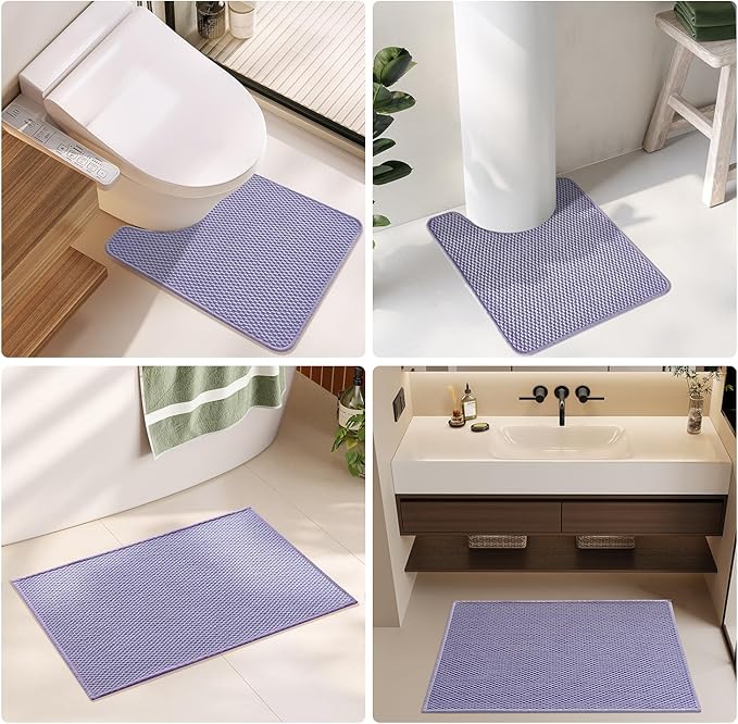 Small Bathroom Rugs, Non Slip Washable Bath Rugs Super Absorbent Bathroom Rug Thin Quick Dry Low Pile Bath Mats, Lavender 12"x12"