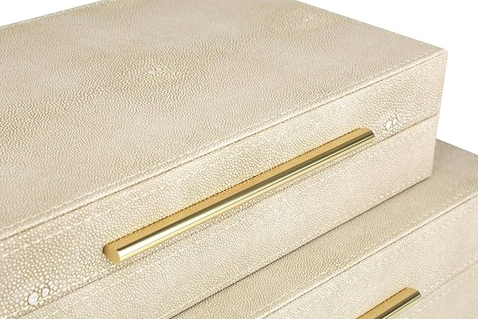 HofferRuffer Faux Leather Decorative Boxes Set of 2, Large Nesting Keepsake Box Accessory Organizer Jewelry Organizer with Hinged Lid, Stacking Storage Box Container for Home or Office (Light Grey)