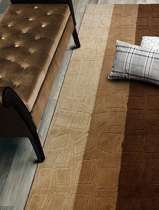 Custom Size Hallway Runner Rug, Slip Resistant, 26 Inch Wide X Your Choice of Length, Squares Brown, 26 Inch X 27 feet