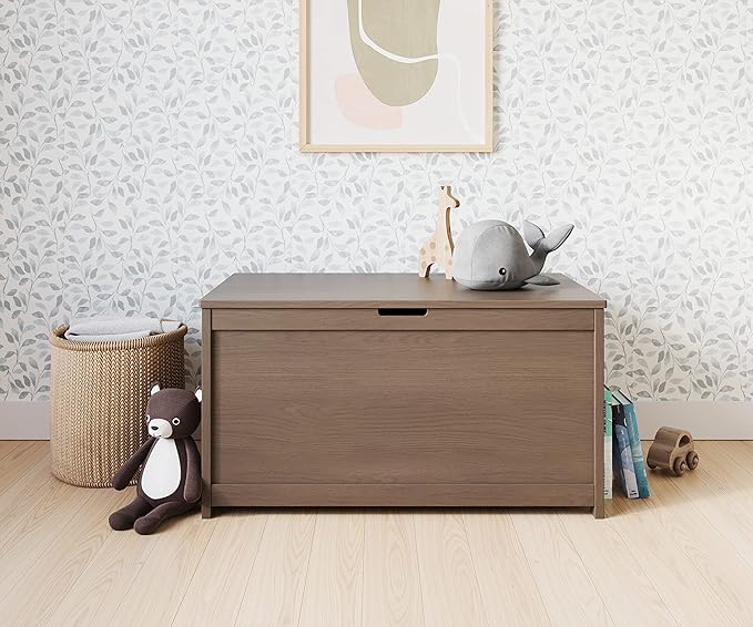 Child Craft Harmony 33” Wood Toy Box, Large Storage Chest, Plenty of Storage, 2 Safety Hinges, Standard Ventilation Hole on Back, 6 Cubic Feet of Storage (Dusty Heather)