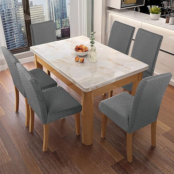 Genina Waterproof Chair Covers for Dining Room Dining Chair Covers Kitchen Parsons Chair Covers (Gray, 2 PCS)