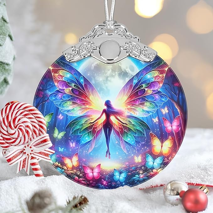 Christmas Ornaments, 3" Stained Glass Christmas Decor, Christmas Tree Ornaments, Christmas Tree Decorations, Gifts for Women, Xmas Gifts Ideas, Perfect for Holiday Party, Window, Tree, Home Decor