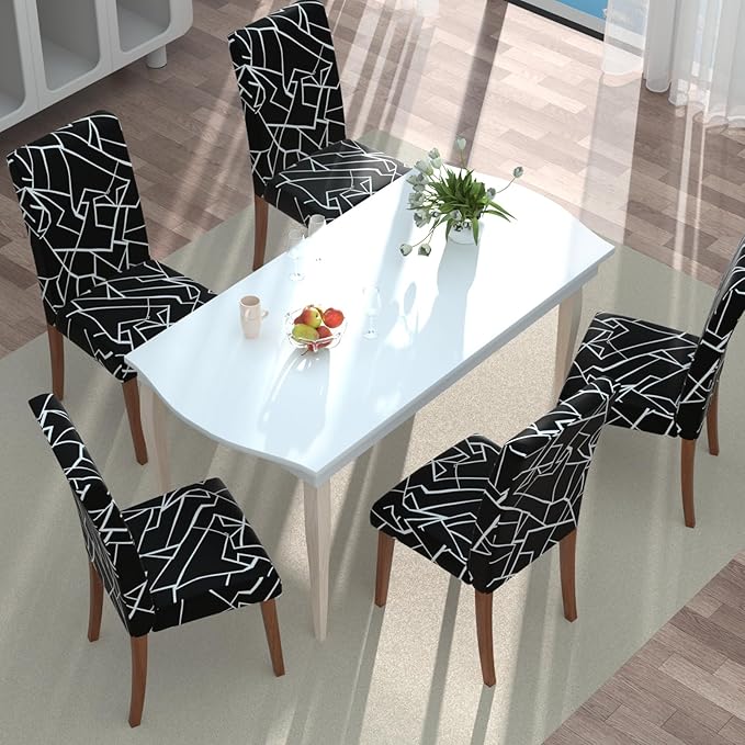 Stretch Dining Chair Covers Set of 6,Floral Print Chair Covers,Soft Removable Washable,Pet Friendly Furniture Protector,Universal Chair Slipcovers for Home, Kitchen,Ceremony Dining Room Seat