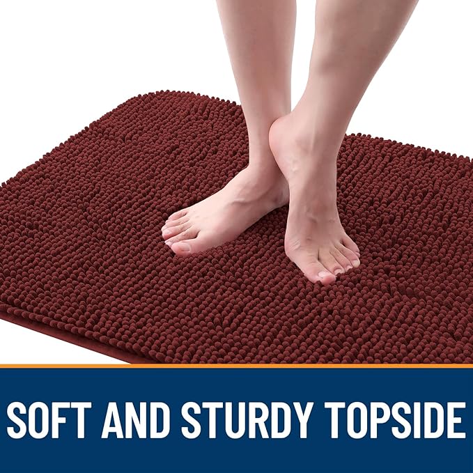 OLANLY Dog Door Mat for Muddy Paws 54x32, Absorbs Moisture and Dirt, Absorbent Non-Slip Washable Doormat, Quick Dry Chenille Mud Mat, Entry Indoor Entryway Carpet for Inside Floor, Caramel Russet