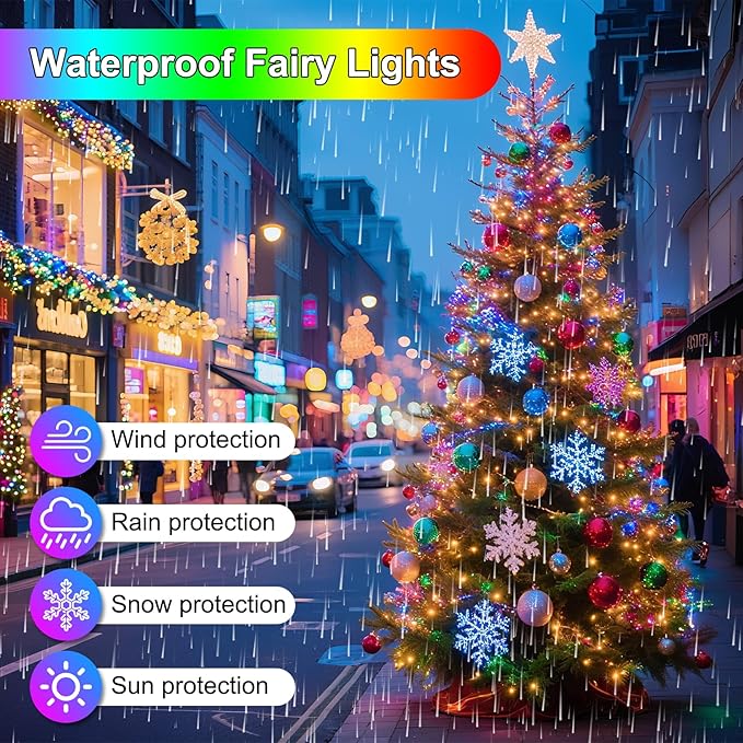 100FT 300LED Christmas Lights Plug in,Outdoor Indoor Waterproof Fairy Lights with Timer and 8 Modes,Christmas Tree Lights for Garden Party Wedding Decoration(Multi-Color)