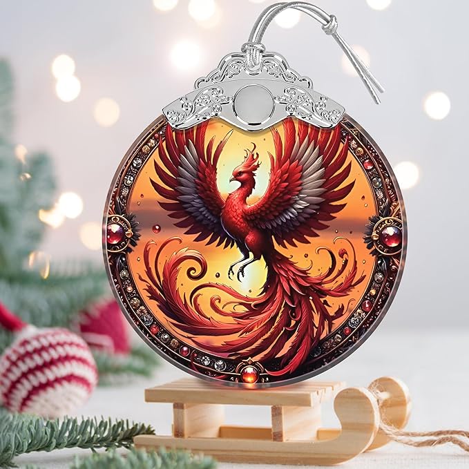 Stained Glass Phoenix Ornament - Christmas Ornaments - Christmas Tree Decorations - Holiday Present Ideas - Gift Exchange