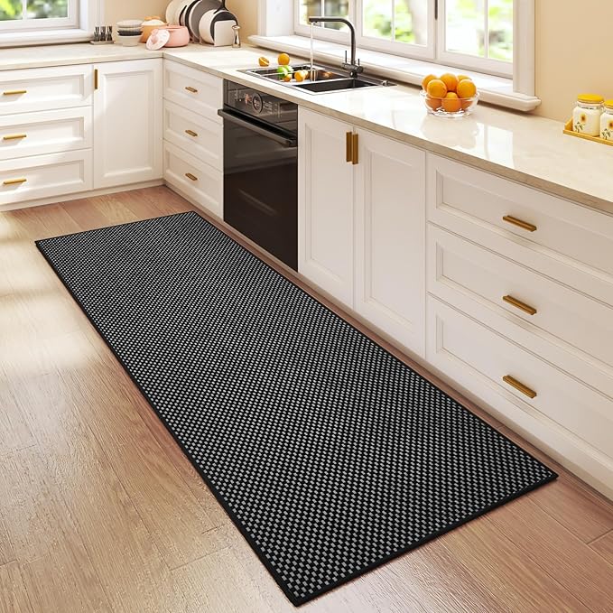 2x5 ft Hallway Runner Rug Boho Woven Washable Long Kitchen Runner Rugs Mat Non Slip, Soft Entryway Laundry Hall Runner Floor Carpet for Indoor Backdoor Bedroom Kitchen Living Room, Black