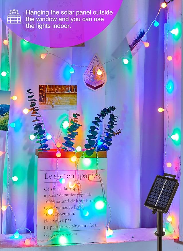 Brightown Solar Lights Outdoor Waterproof, 19.6Ft 60 LED Globe Solar String Lights for Outside, 8 Modes Outdoor Solar Lights for Yard Balcony Patio Tree Canopy Party (Multicolor)
