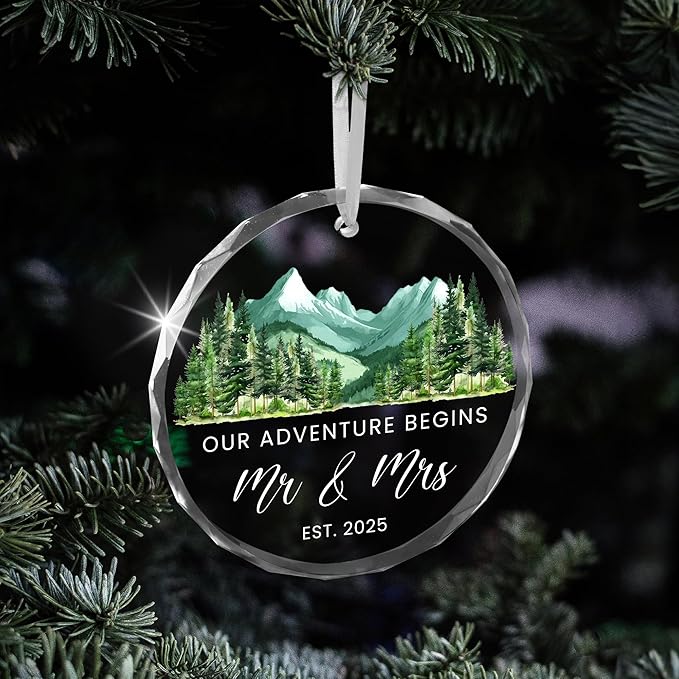 Christmas Anniversary Wedding Gifts for Couples - Mr & Mrs Glass Christmas Ornaments 2025 for Tree Decorations - Anniversary Couples Gifts for Him and Her Men Women, Husband Wife Gift Ideas