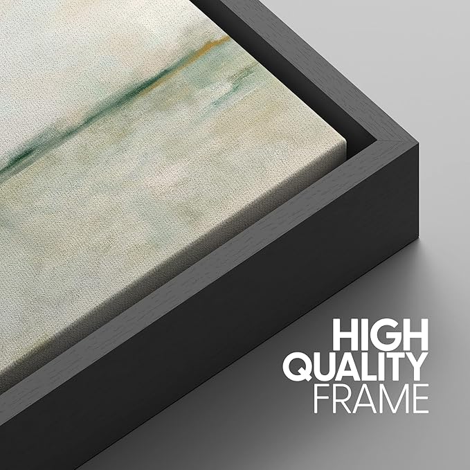 SIGNWIN Framed Canvas Print Wall Art Set Grunge Tan Green Pastel Landscape Shapes Abstract Illustrations Modern Art Decorative Nordic Calm/Zen for Living Room, Bedroom, Office - 24"x36"x3 Black