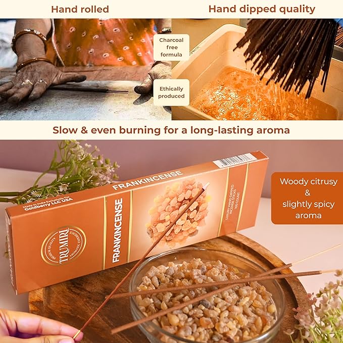 Frankincense Incense Sticks - Pack of 100 Insence-Sticks for Catholic Christian Church - Made with Natural Non Toxic Incienso - Scented Insense Spiritual Agarbatti Incents