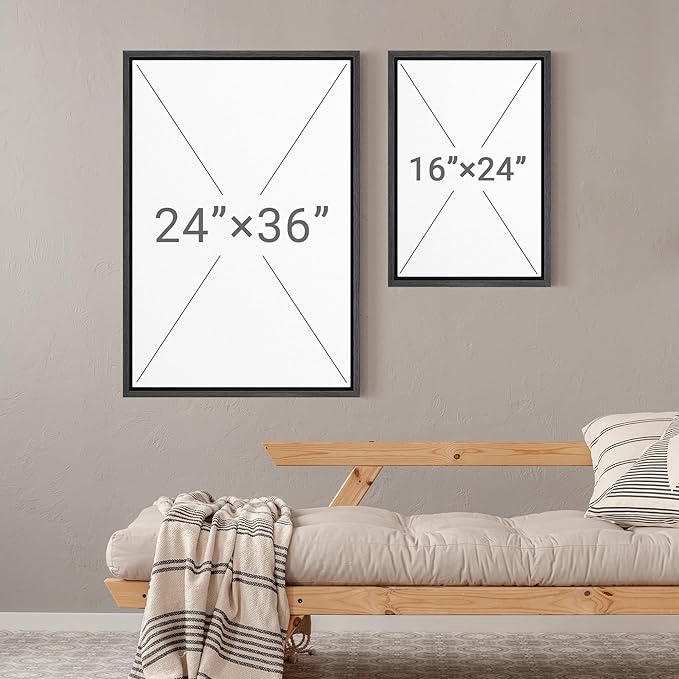 MUDECOR Framed Wall Art Print Set Neutral Forest Landscape Beige and Gray Watercolor Illustrations Realism Decorative for Living Room, Bedroom, Office - 24"x36"x3 Black