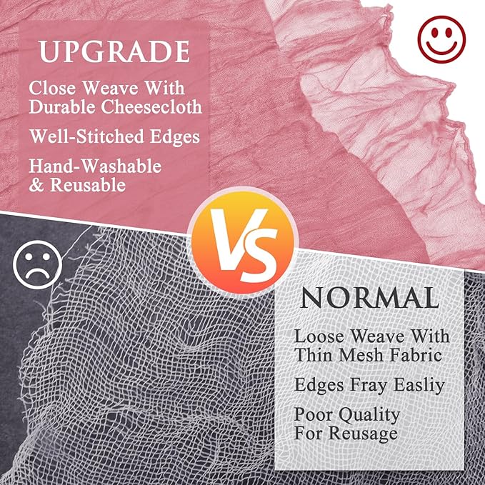 3PCS Table Runner Cheesecloth 10FT Dusty Rose Boho Gauze Cheese Cloth Rustic Sheer Table Runners for Wedding Birthday Bridal Baby Shower Party Decoration