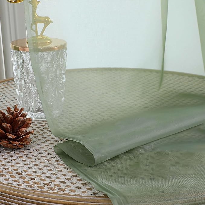 Gwine Sage Green Sheer Curtains 90 Inches Long 2 Panels Set, Light Filtering Filmy Drapes for Living Room Bedroom, Elegant Soft Rod Pocket Voile Sheer Window Curtains, 42Wx90L Inch, 2PCS, Sage Green