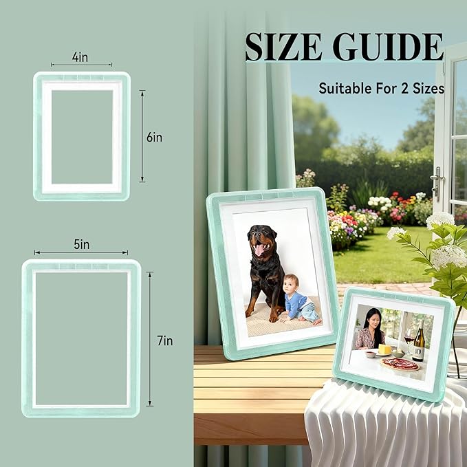 5x7 Picture Frame, Clear Acrylic Photo Frame with White Mat for 4x6 Photos, One-Piece Shatterproof Tool-Free Design, UV-Resistant Waterproof Tabletop Frame for Home Office Decor with 10-Year Warranty