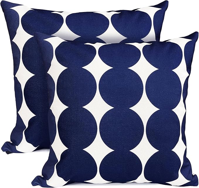 Decorative Throw Pillow Covers Set of 2 Blue Fashion Polka dot Pillow Covers 22x22 Inch Throw Pillow Cover Linen Pillowcase Farmhouse Outdoor Pillow Covers for Couch Sofa Living Room