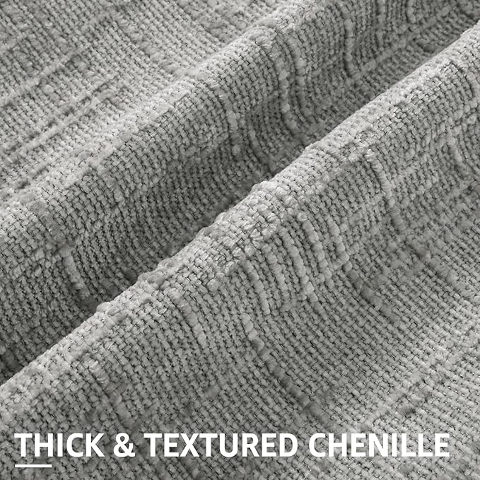 decorUhome Neutral Grey Chenille Throw Pillow Covers 16x16 Set of 2 Thick Textured Slubby Couch Pillow Covers Farmhouse Accent Modern Neutral Decorative Pillow Cases for Bed Sofa Living Room