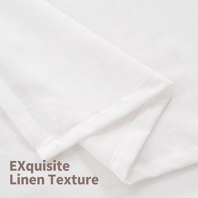 YoungsTex White Linen Semi Sheer Curtains 63 Inch Length 2 Panels, Grommet Light Filtering Drapes Textured Window Treatments for Bedroom Living Room Lightweight, 42 X 63 Inch