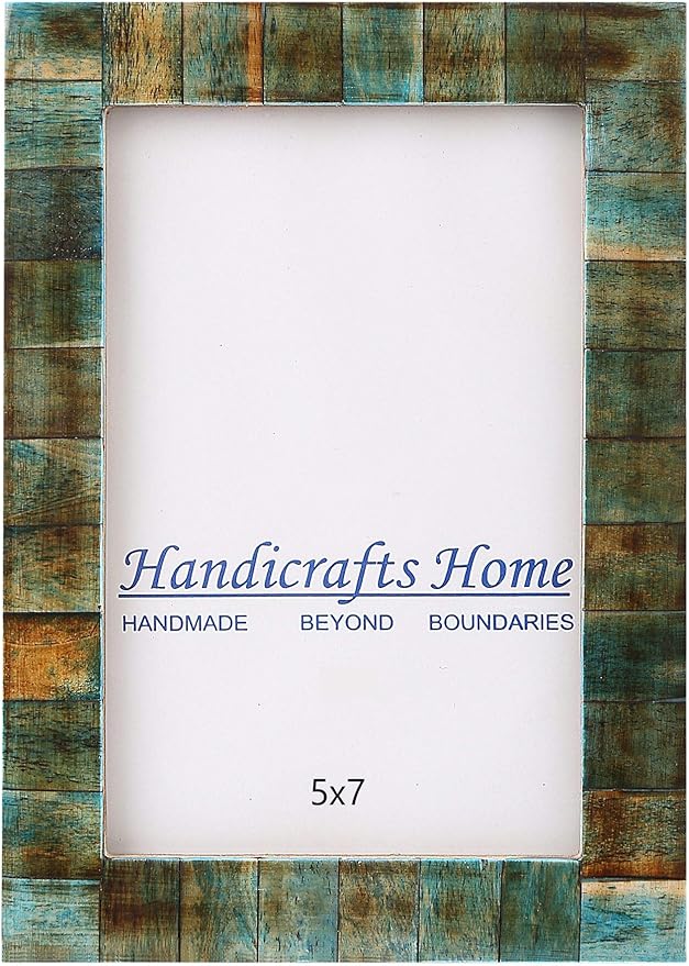 Handicrafts Home Picture Frames - Chic Boho Wall Décor - Table Mount 5" x 7" Verdigris Photo Frame